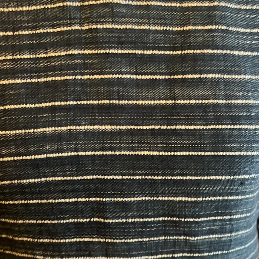 Eileen Fisher organic linen dress blue and white pinstripe - Picture 4 of 8